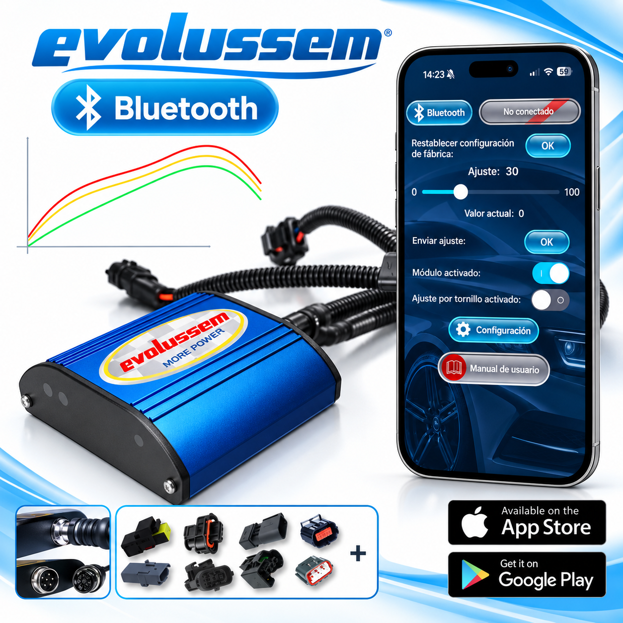 Centralina Aggiuntiva Evolussem Bluetooth Ford Transit 2.0 EcoBlue 105 Cv guadagno di +33 Cv e +58 Nm