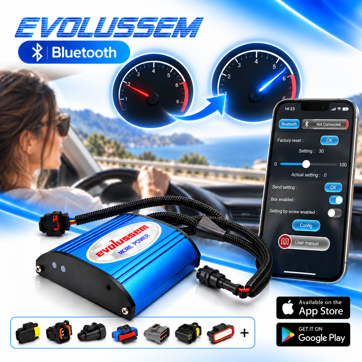 Centralina Aggiuntiva Evolussem Bluetooth Ford Transit 2.0 EcoBlue 105 Cv guadagno di +33 Cv e +58 Nm — immagine 3